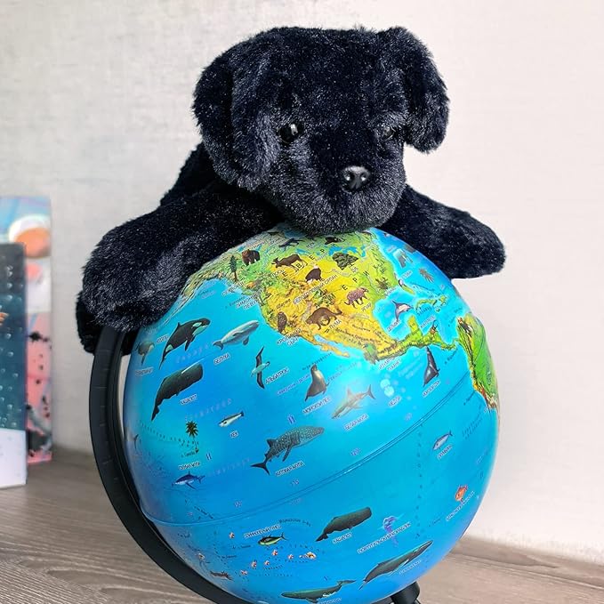 Small Retrievers Labs Labrador Puppy Dog Stuffed Animals Plush Toys for Kids Boys Girls Birthday Bedtime Easter, 7.9" Black