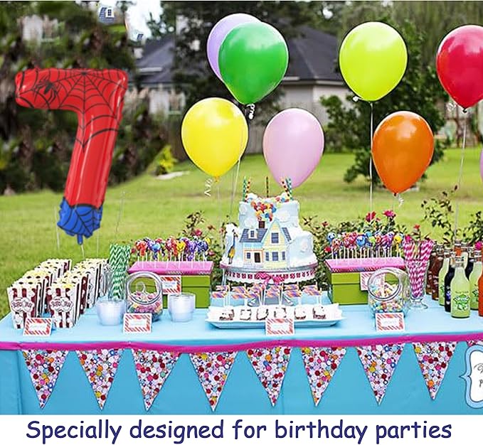 40 Inch Giant Spider Theme Number Foil Balloons - Large Number 7 Balloons for Kids' Birthday Anniversary Party Decorations Supplies (Numbers 0-9 Available)