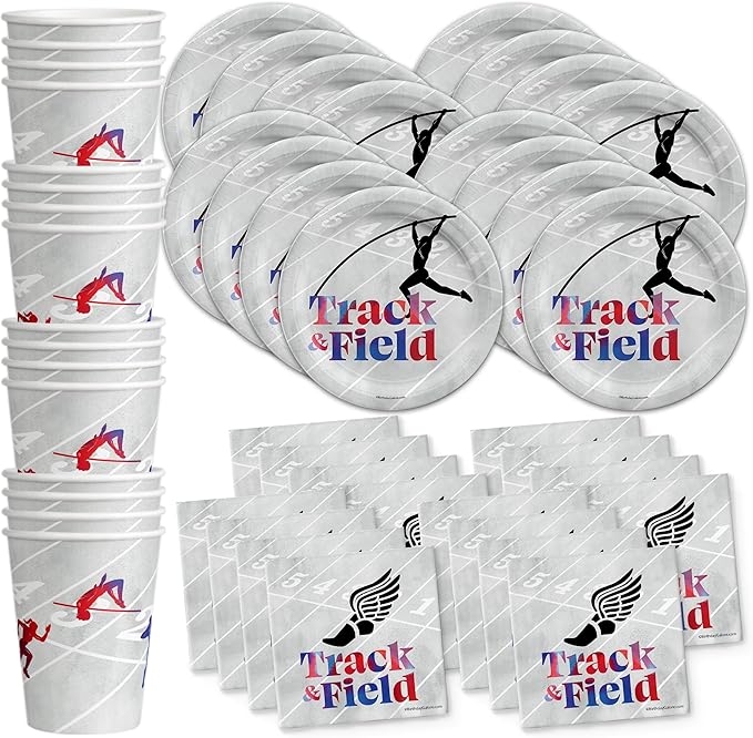 Track and Field Birthday Party Supplies Set Plates Napkins Cups Tableware Kit for 16