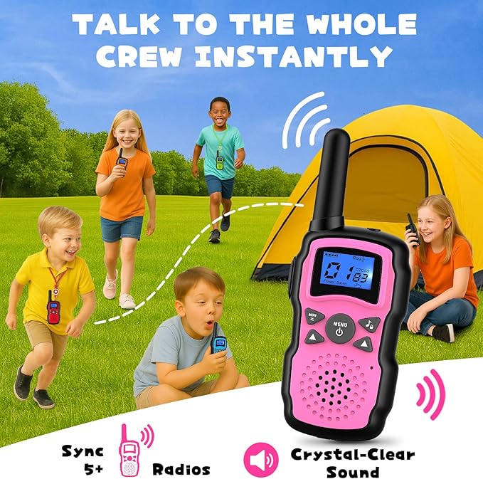 Wishouse Walkie Talkies Long Range for Adults Kids, Rechargeable Radios 4 Pack,for Camping & Hunting