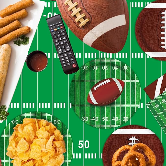 Football Party Supplies Kit, Serves 50 Football Party Decorations Includes Dinner Plates, Dessert Plates, Napkins Perfect for Football Birthday Game Day Tailgate Decorations