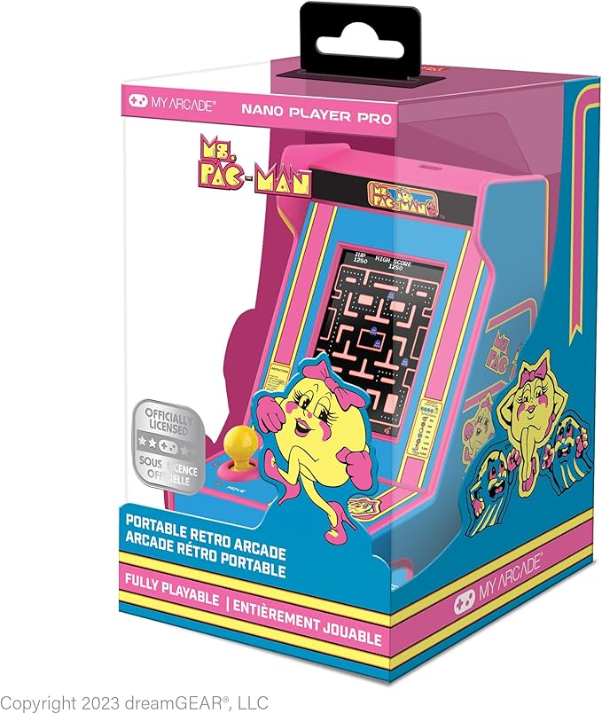 My Arcade Ms. Pac-Man Nano Player - 4.8" Mini Arcade, 2.4" Screen, Arcade Classics, Retro Consoles