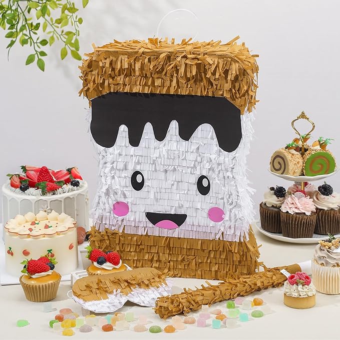 Soulchen Birthday Party Piñata Decorations Includes Eye Mask Stick Blindfold Confetti Birthday Party Camping Theme Favor Supplies(S'more)