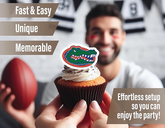 University of Florida Cupcake Topper Party Supplies for Football, Birthday, Graduation Party Decorations (24 Pieces) (Florida Gators)