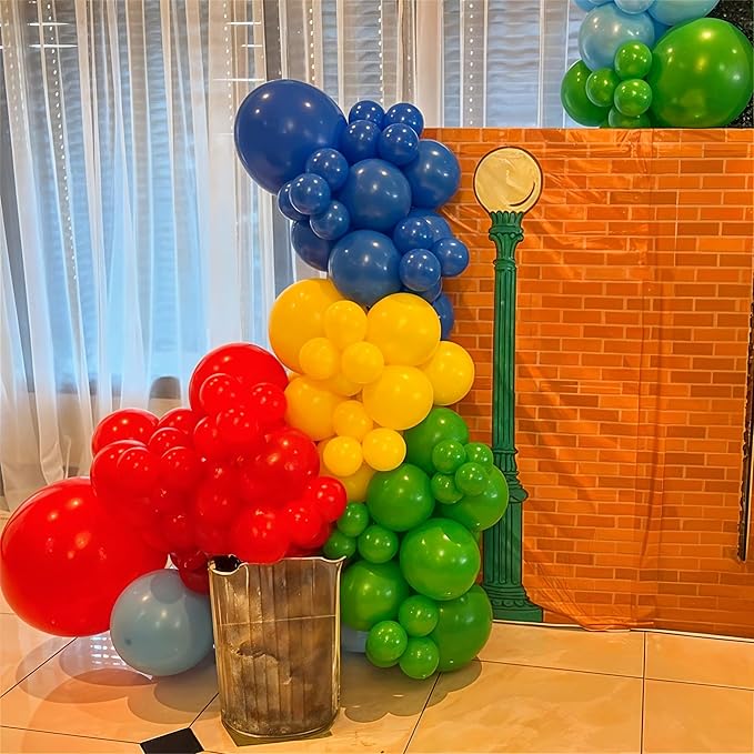 Red Yellow Blue Green Balloons, 60PCS Red Orange Blue Balloons, Rainbow Cartoon Theme Primary Color Latex Balloon for Kids Birthday Baby Shower Festival Carnival Circus Party Decorations Supplies