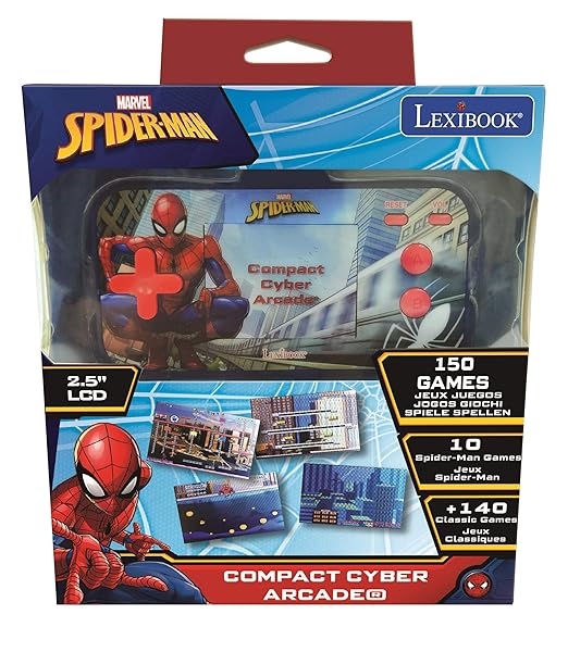 Lexibook Marvel Spider-Man Peter Parker, Compact Cyber Arcade®, Portable Gaming Console, 150 Games, LCD Colour Screen, Battery Operated, Blue, JL2367SP