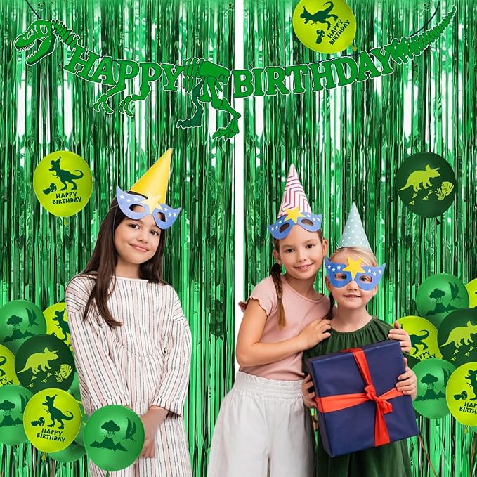 166 PCS Dinosaur Birthday Decorations, Dinosaur Party Supplies Includes Plates, Cups, Napkins, Cutlery, Banner, Tablecloth, Balloons for Boy Dino Party Decorations, Serves 20