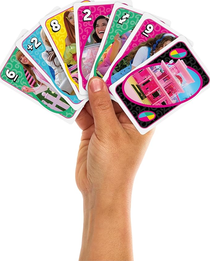 Mattel Games UNO Barbie The Movie Card Game for Kids & Adults Featuring Characters Graphics & Special Rule, 2 to 10 Players