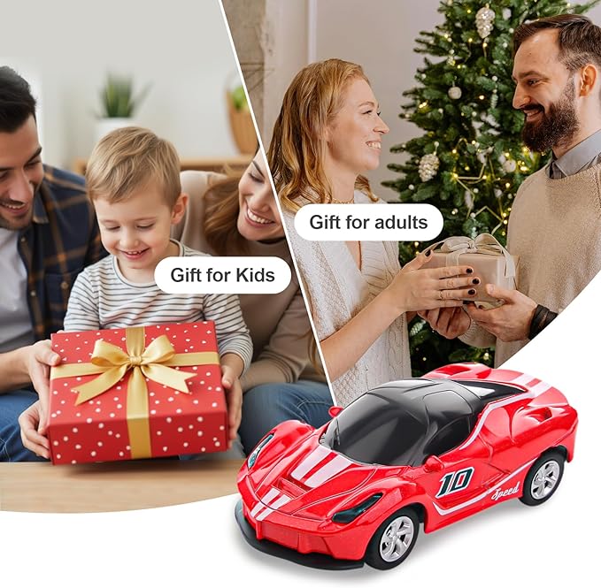 SASBSC 1/64 Mini Rc Car Toys for Boys Age 4-7 8-12, 2.4GHz Small App & Remote Control Cars with 3 Speed Modes for Kids Adults Rechargeable Desktop Toy Race Sports Car Gifts for Birthday (Red)