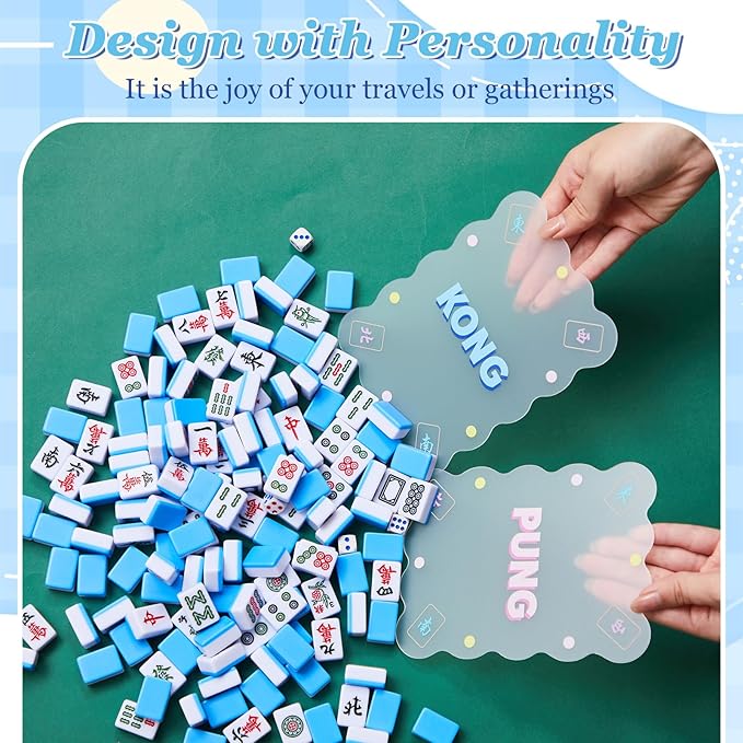 Soulchen 4 Pcs Mahjong Tile Mixer Shufflers for Mixing and Shuffling Tiles Plastic Mahjong Accessories Gifts for Lovers Games Decorative Printed Design (Transparent Frosted Print)