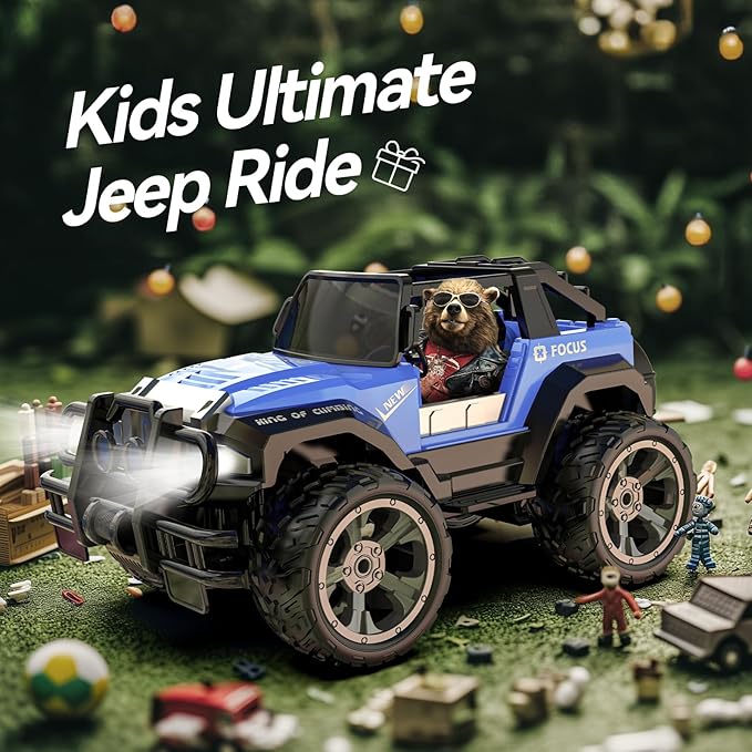 DEERC DE42 Remote Control Car RC Racing Cars,1:18 Scale 80 Min Play 2.4Ghz LED Light Auto Mode Off Road RC Trucks with Storage Case,All Terrain SUV Cars Toys Gifts for Boys Kids Girls Teens,Blue