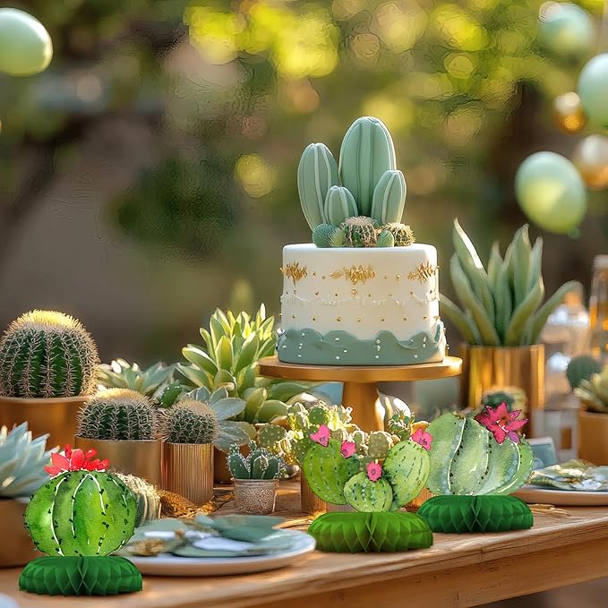 12 Pack Cactus Table Decorations - Cactus Party Decorations for Kids' Birthday and Baby Shower - Cactus Table Toppers