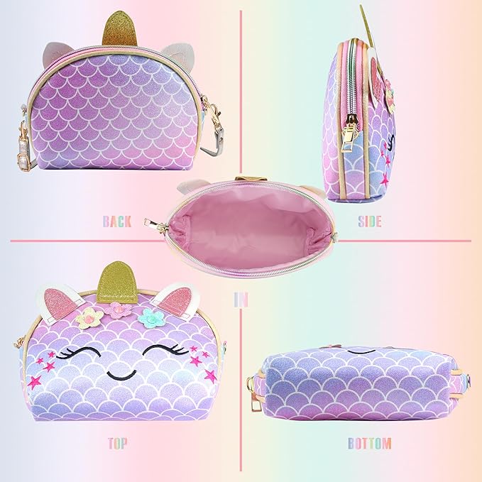 Purse for Little Girls,Girls Jewelry Pretend Play,Unicorn Gifts for girls,Crossbody Bags for Kid
