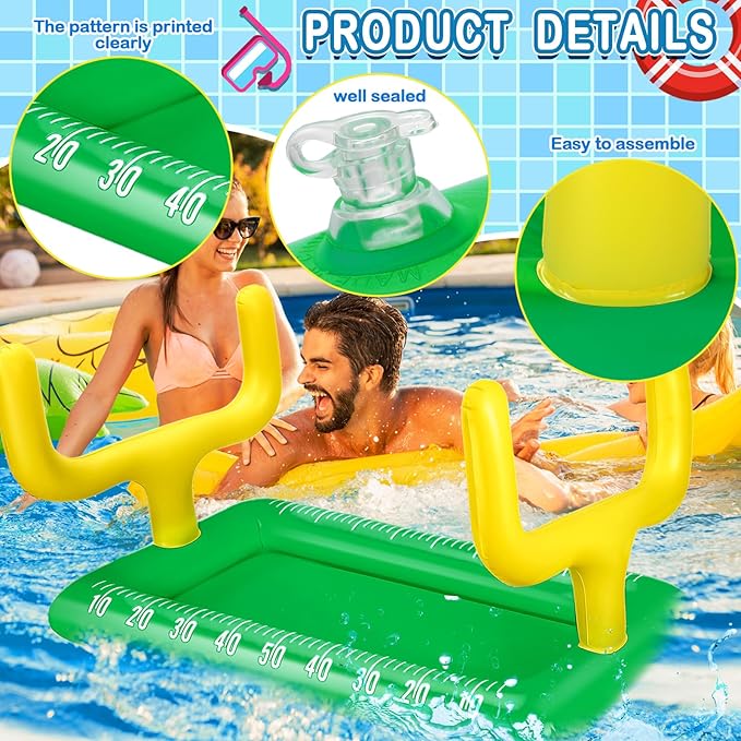 Leitee 2 Pcs Inflatable Football Drink Cooler Football Party Decoration Inflatable Field Cooler Ice Serving Bar Food Container for Summer Sport Birthday Party Favor Supplies(Green, Brown)