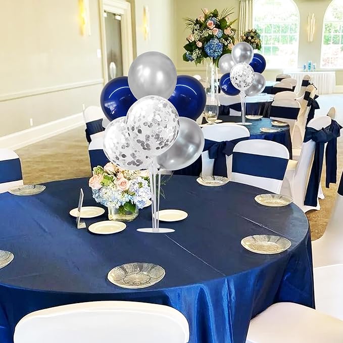 TONIFUL 6 Set Navy Blue Silver Balloon Centerpieces for Table,Balloon Arch Kit for Graduation Decorations 2026 Class of 2026 Party Decorations,New Year,Anniversary,Retirement,Birthday Decoration