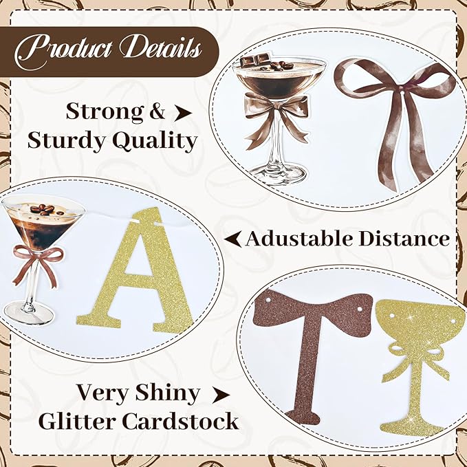 53Pcs Espresso Martini Birthday Party Decorations, A Tiny Bit Older Birthday Decorations Glitter Banner Cake Topper Balloons Ribbon for Girls Martini Bachelorette Bridal Shower Party Supplies