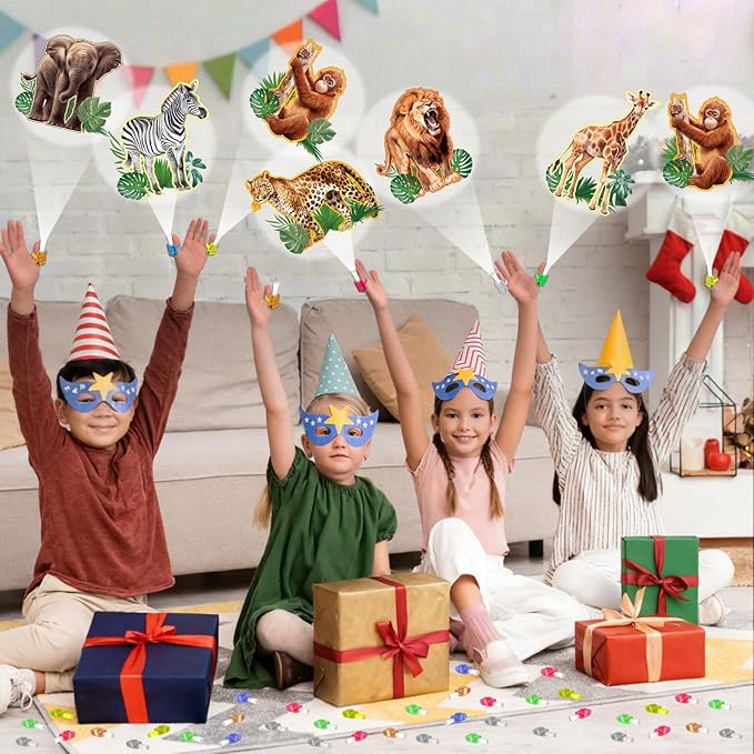 36Pcs Jungle Safari LED Finger Lights Animals Party Favors Glow in the Dark Light Up Finger Lights Forest Wildlife Themed Toys Bulk for Birthday Party Goodie Bag Stuffer Birthday Gifts Classroom Prize