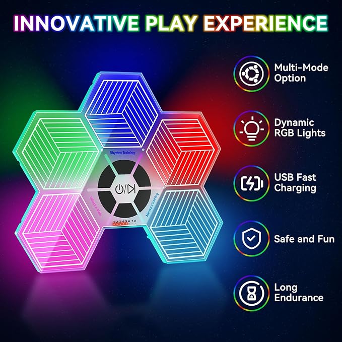 Light Up Memory Game Handheld Electronic Toys with Lights and Sound Effects, Smart Multi-Function Desktop Metronome, Puzzle Memory Rhythm Training Board Challenge for Kids Ages 3 4 5 6 and Up