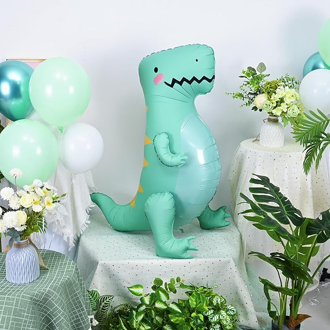 43" Large 3D Dinosaur Balloon for Party Decorations, Cute Giant Self Standing Inflatable Dinosaur Balloons, Dino Foil Balloons for Kids Jungle Dino Themed Baby Shower Birthday Party Decor Supplies