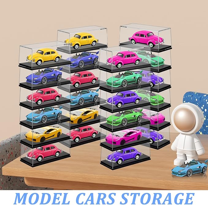 36 PCS Clear Model Cars Display Case,Toy Car Display Organizer Storage Case Fit for 1/64 Car Model,Clear Acrylic Display Box with Black Base for Hot Wheels Car(4.17 x 1.81 x 1.81 in)