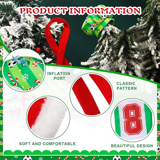 Kacctyen 15 Pcs Soccer Themed Christmas Accessories Include Sleeping Bag, Apron, Chef Hat, Scarf, Pillow, Eye Mask, Shoes, Mask, Hammock for Doll Props