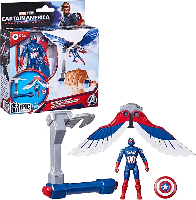 Marvel Epic Hero Series Captain America: Brave New World Flight Control Action Figure with Accessory, Super Hero Toys for Kids Ages 4+