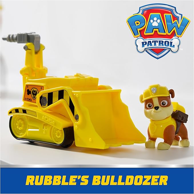 PAW Patrol, Rubble’s Bulldozer Toy Truck with Collectible Action Figure, Sustainably Minded Kids Toys for Boys & Girls Ages 3 and Up