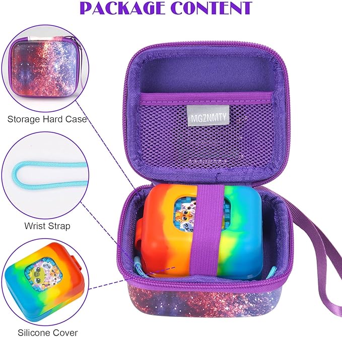 MGZNMTY Carrying Case and Silicone Case for Bitzee Magicals Interactive Toy Digital Pet and Protective Skin Cover for New Bitsy Electronic Virtual Pet (Galaxy)