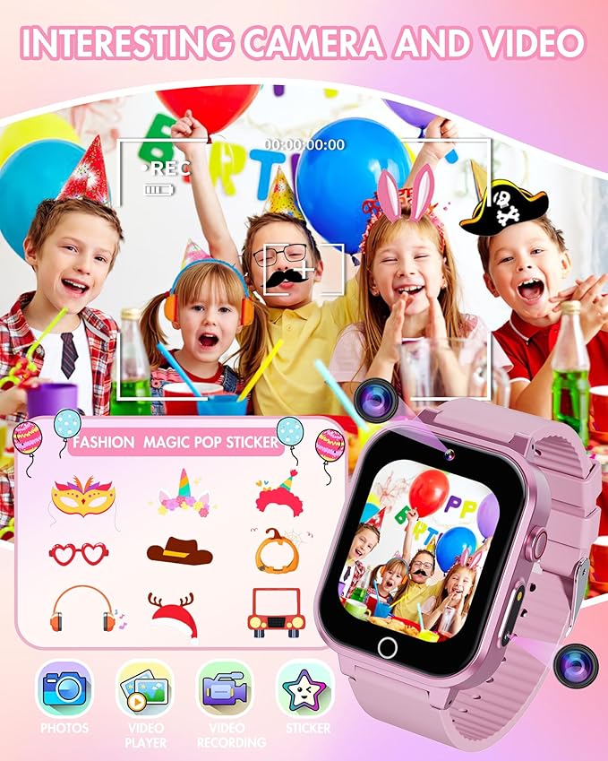 Smart Watch for Kids with Dual Cameras Music Player Educational Birthday Gifts Toys for 6 7 8 9 10 11 12 Year Old Girls