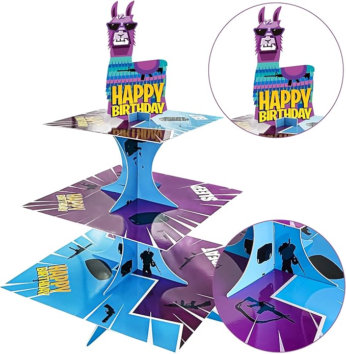 Video Game Birthday Party Supplies, 3 Tier Video Games Cupcake Stand for Boys Game Fans Birthday Decorations Baby Shower Game Party Favors