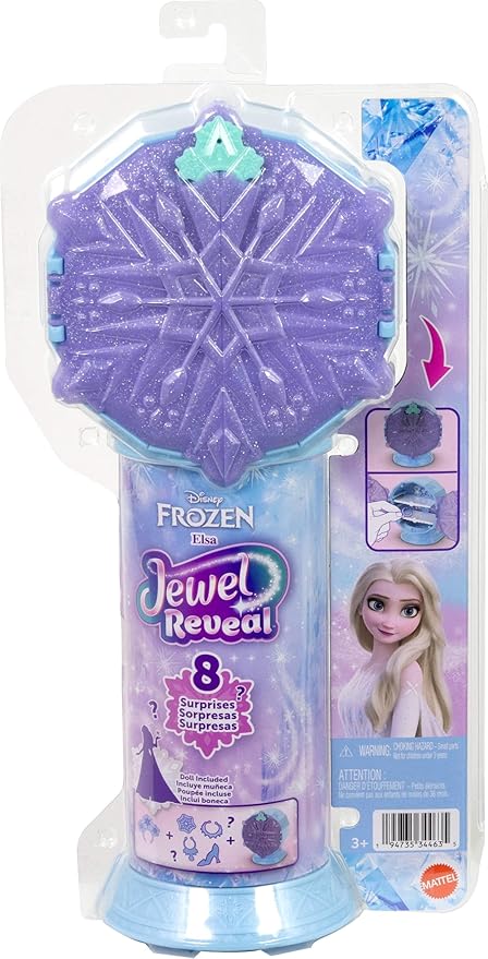 Mattel Disney Frozen Elsa Fashion Doll & Accessories with 8 Surprises, Including Snowflake Gem Box, Ring for Child & 9 Play Pieces, Inspired by Movie