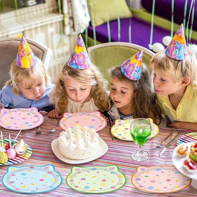 48Pcs Cat House Party Paper Plates Kitten Shaped Disposable Dessert Plates Cat Birthday Party Decoration Cute House Tableware Kitten Themed Parties Favor for Kids Birthdays Baby Showers Supplies