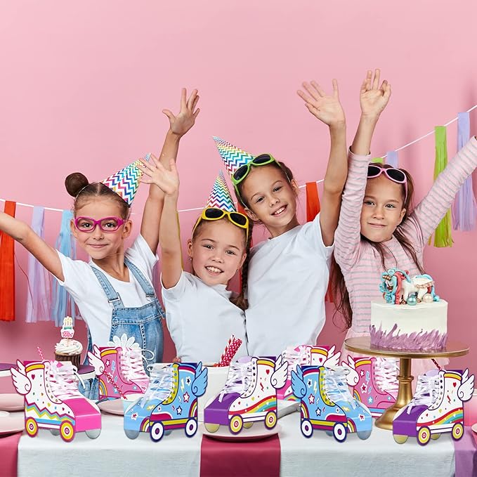 12 Pcs Roller Skating Birthday Party Favor Boxes Roller Skate Paper Boxes Table Centerpiece Sneaker Candy Treat Box Retro Skate Gift Wrap Box for Retro 60s 80s Birthday Party Decoration Supplies