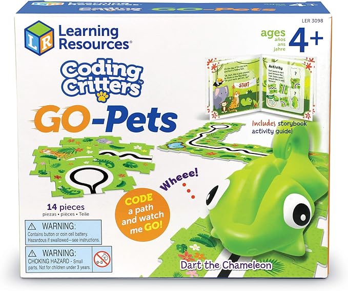 Learning Resources Coding Critters Go Pets Dart the Chameleon - 14 Pieces, Ages 4+, Screen-Free Toy For Kids, Interactive STEM, Critical Thinking