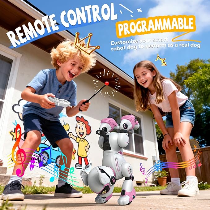 Robot Dog Toys for Kids, Remote Control Dog Robot, Voice & Touch Control, Programmable Interactive Robotic Puppy Toy, Sing, Dance, Rechargeable Robo Pet for Boys Girls Ideas