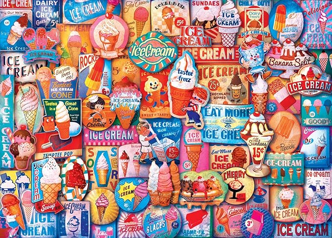 MasterPieces - 1000 Piece Jigsaw Puzzle, Ice Cream Treats, Fun for Adults, Family, Kids, Non-Glare Finish, 19.25" x 26.75"