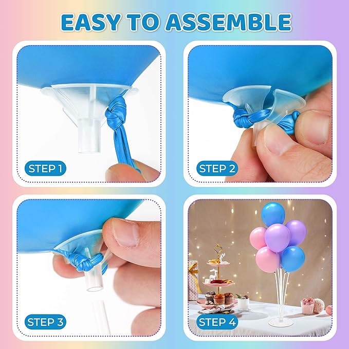 JOYYPOP 6 Sets 28 Inch Balloon Stand Kit, Balloon Holder Stickers Table Decoration Party Birthday Wedding Supplies Accessories