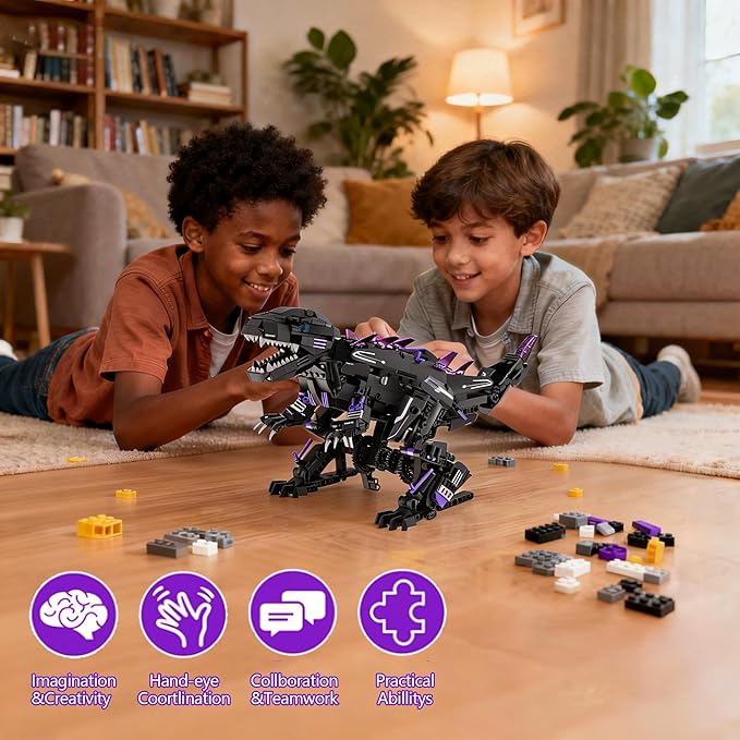 5in1 STEM Robot Dinosaurs Building Toys for Kids Remote & APP Controlled Dinosaur Robot STEM Building Kit for Kids Science Learning,DIY Building Blocks Set Gifts for Age 8+ Boys&Girls