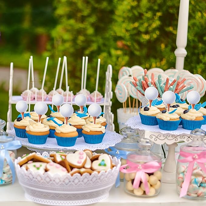 Gyufise 36Pcs Sports Cupcake Toppers - Golf Ball Cupcake Picks & Birthday Cake Decorations for Golf Sports Players Theme Parties