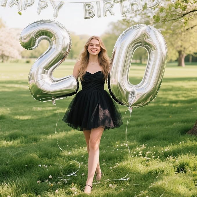 40 Inch Silver balloon 0 Foil Mylar Helium Large Digital Balloon 10th 20th 30th 40th 50th Birthday Numbers Jumbo Balloons 10th Anniversary Events Party Decorations Supplies