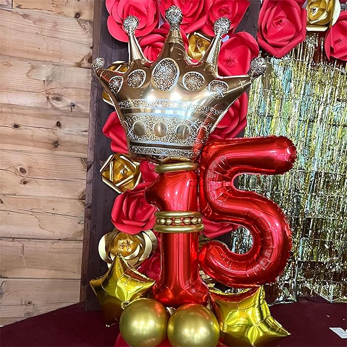 40 Inch Red Number Balloons, Giant Foil Number 5 Balloons for Girls Boys 5th Birthday, 0-9 Set Balloon for Women Men 25th Birtyday Party Decoration Christmas Anniversary Graduation Decoration Supplies