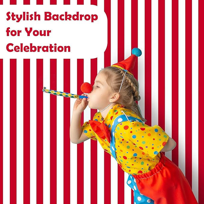 Kochorie 100 Ft x 54 Inch Red & White Striped Tablecloth Roll with Cutter Box Disposable Carnival Circus Tablecloth Cut to Size Table Cover Backdrop for Carnival Party Table Stage Supplies