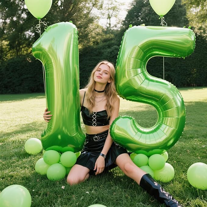 40 Inch Light Green Balloon Number 5 Balloon Jumbo Mylar Foil Helium Balloon for 15 25 35 50 Big Giant Jumbo Huge Foil Mylar Balloons 55th 65th Birthday Balloons Men Women Party Decorations