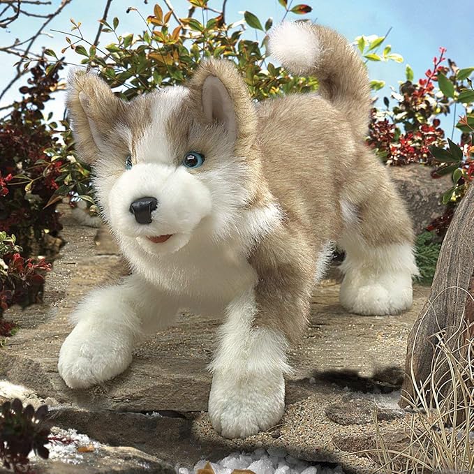 Folkmanis Wolf Pup Hand Puppet, Gray, White, Black, 1 EA