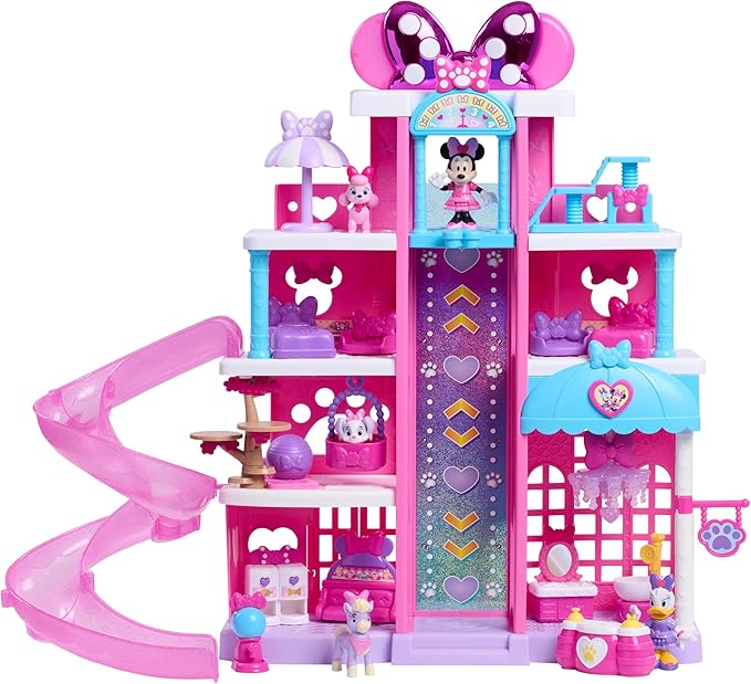 Disney Jr. Minnie Mouse Pet Hotel Playset, 23-piece Hotel Set, 20 Inch Tall Playset, Ages 3 and Up, Kids Toys for Ages 3 Up by Just Play