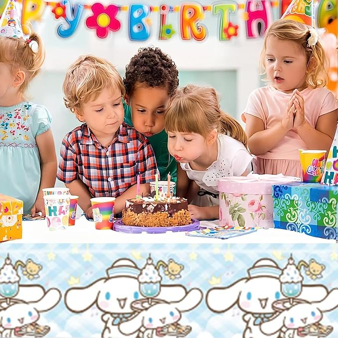 2Pack Cinnamoroll Tablecloth Disposable Tablecloth Birthday Party Supplies and Decorations for Kid Boy Baby Shower Rectangle Tables 70"X42"