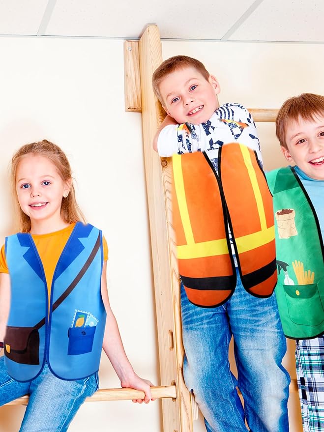 22 Pcs Kids Community Helper Dress Up Vest Occupation Costumes Career Cosplay Clothes for Kids Halloween Role Pretend Play