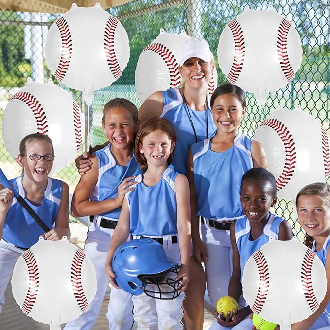 12 Pcs Baseball Balloons,18 Inch Baseball Foil Balloons,Baseball Party Decorations Sports Mylar Balloon for Birthday Party Sports Theme Party Supplies (Baseball)