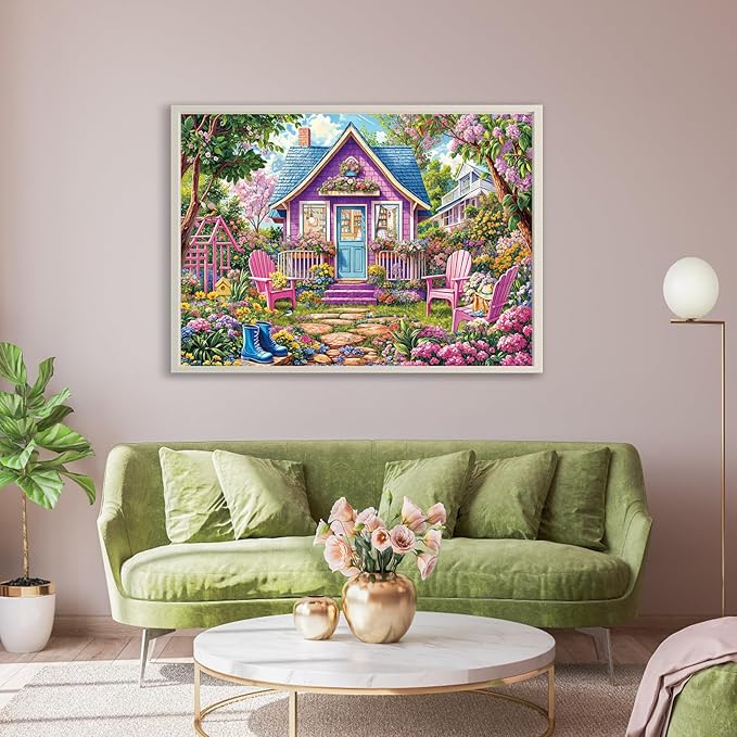 Jigsaw Puzzles for Adults 1000 Pieces, Interlock Perfectly Letter on Back No Dust, Home Decor Birthday Party Gift Toy for Men Women Elders Seniors, 1:1 Poster-Pink Flower Room
