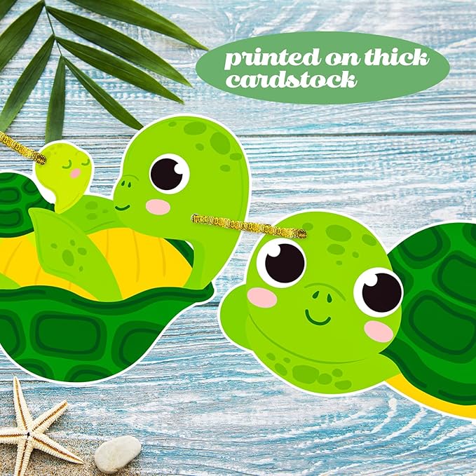 Sea Turtle Birthday Party Banner Baby Turtle Birthday Party Decorations 2Pcs Turtle Cutout Banners Ocean Sea Turtle Party Decoration for Under The Sea Baby Shower Supplies